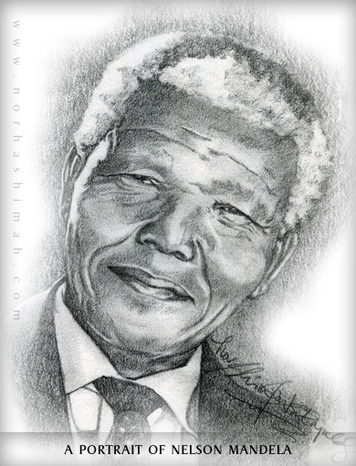 A Hand Drawn Portrait of Nelson Mandela